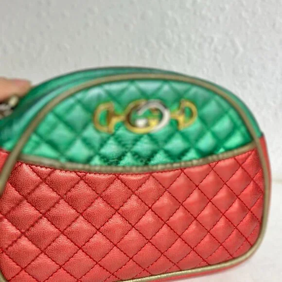 Gucci Red And Green Leather Small Shoulder Bag Crossbody - Picture 7 of 9